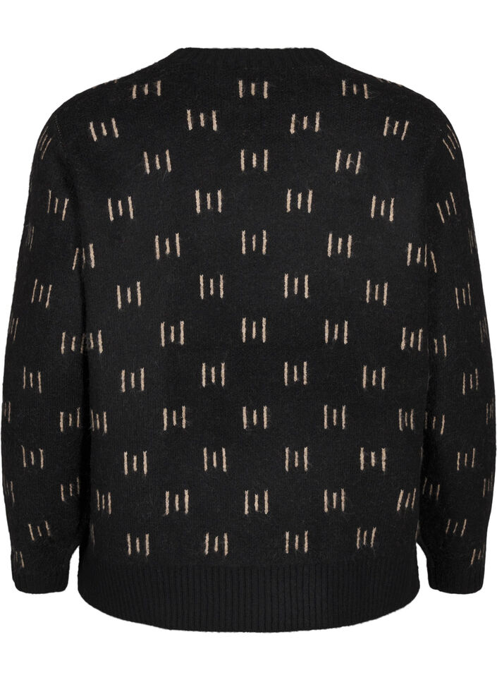 Patterned pullover, Black Mel. Nomad, Packshot image number 1