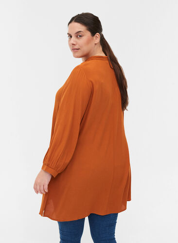 Viscose A-line tunic with slits, Autumnal, Model image number 1
