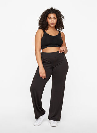 Plain-coloured exercise trousers with stretch, Black, Model image number 2