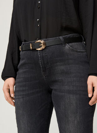 Belt in faux leather, Black, Model image number 0