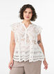 Sleeveless broderie anglaise blouse with ruffles, White, Model image number 0
