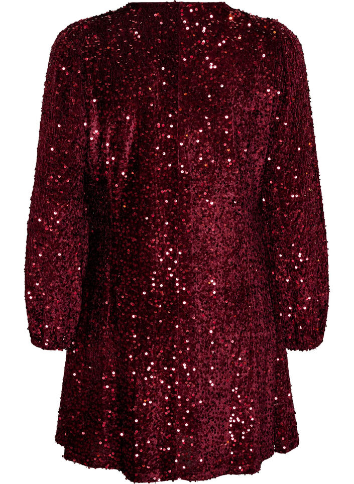 Short sequin dress with an A-line shape, Red, Packshot image number 1