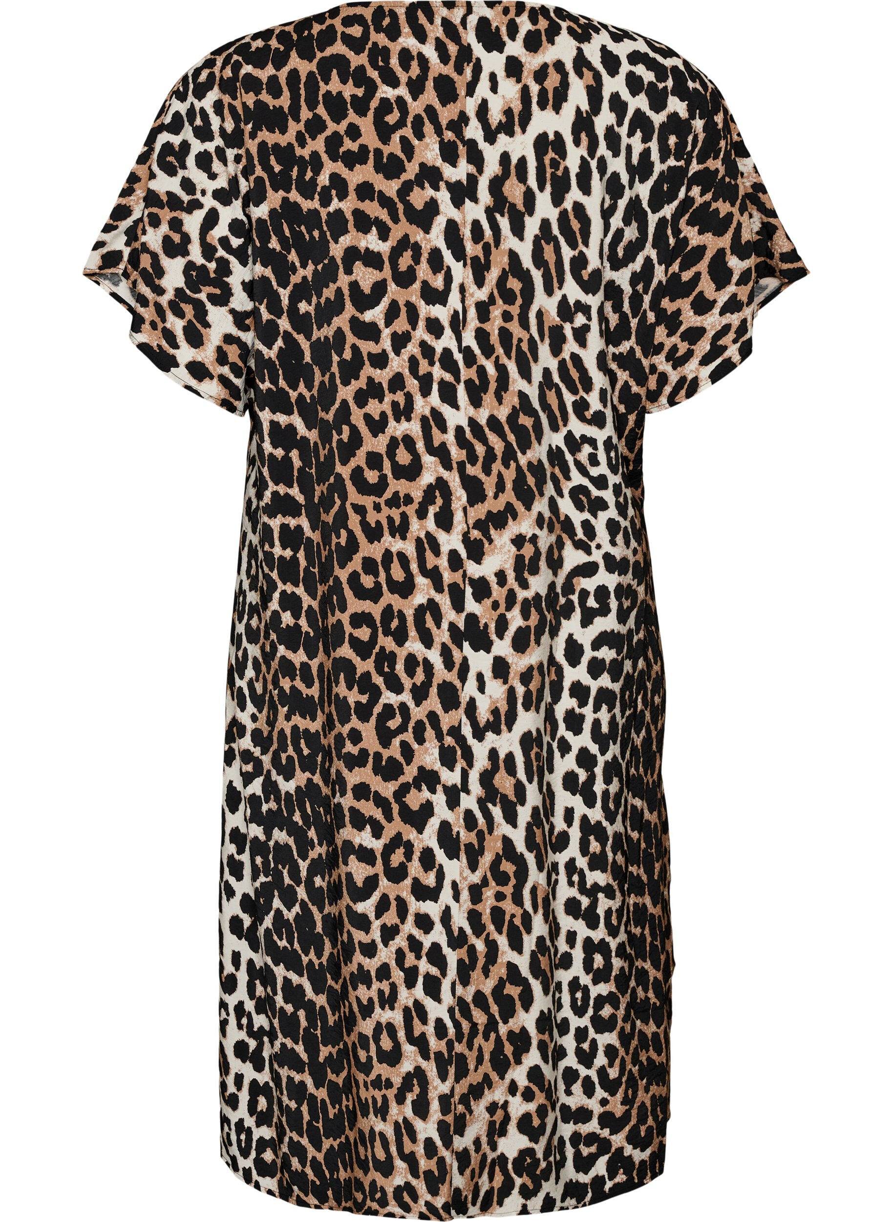 Zizzifashion V-neck dress in viscose, Brown, Packshot image number 1