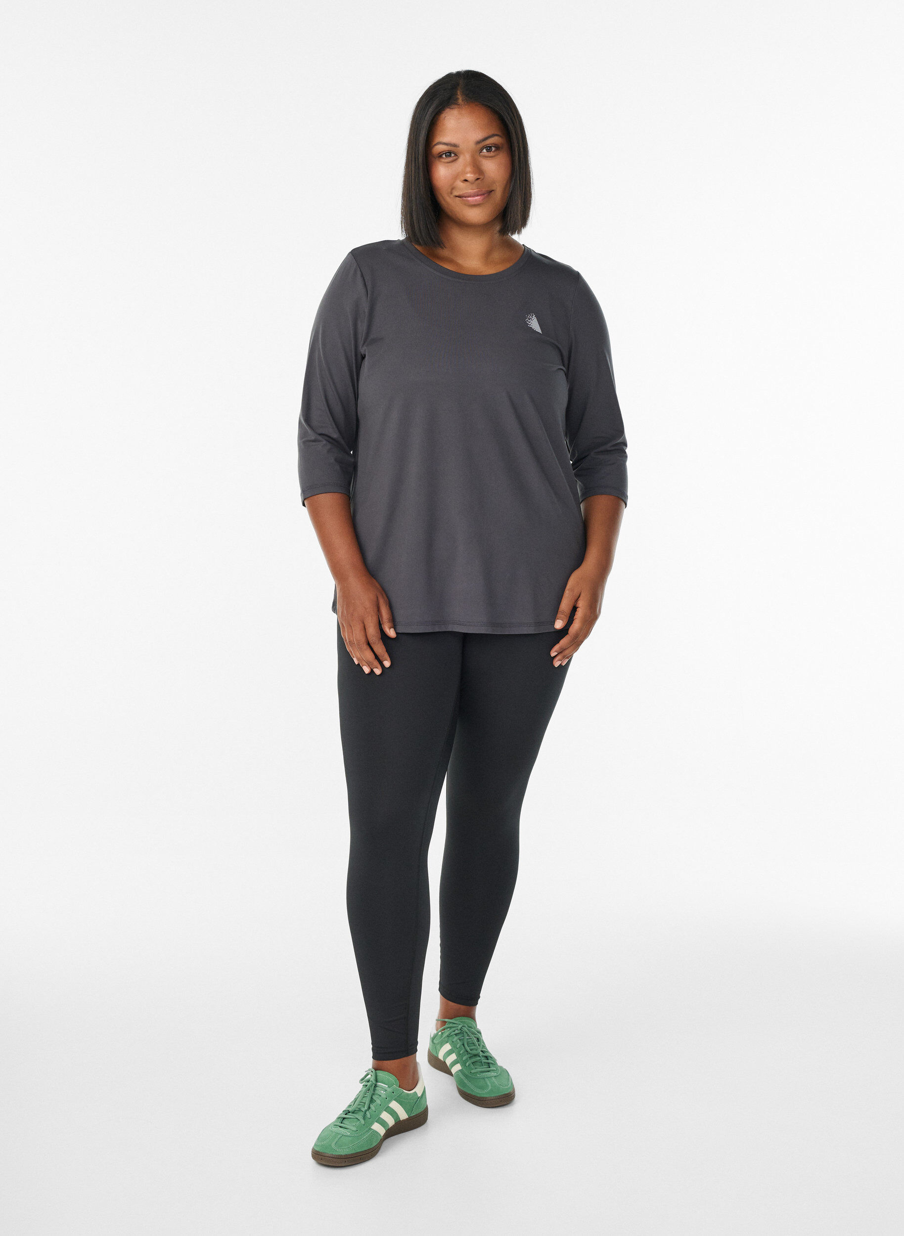 ZizzifashionWorkout top with 3/4 sleeves, Dark Grey, Model image number 1