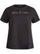 Cotton t-shirt with a decorative front detail, Black, Packshot image number 0