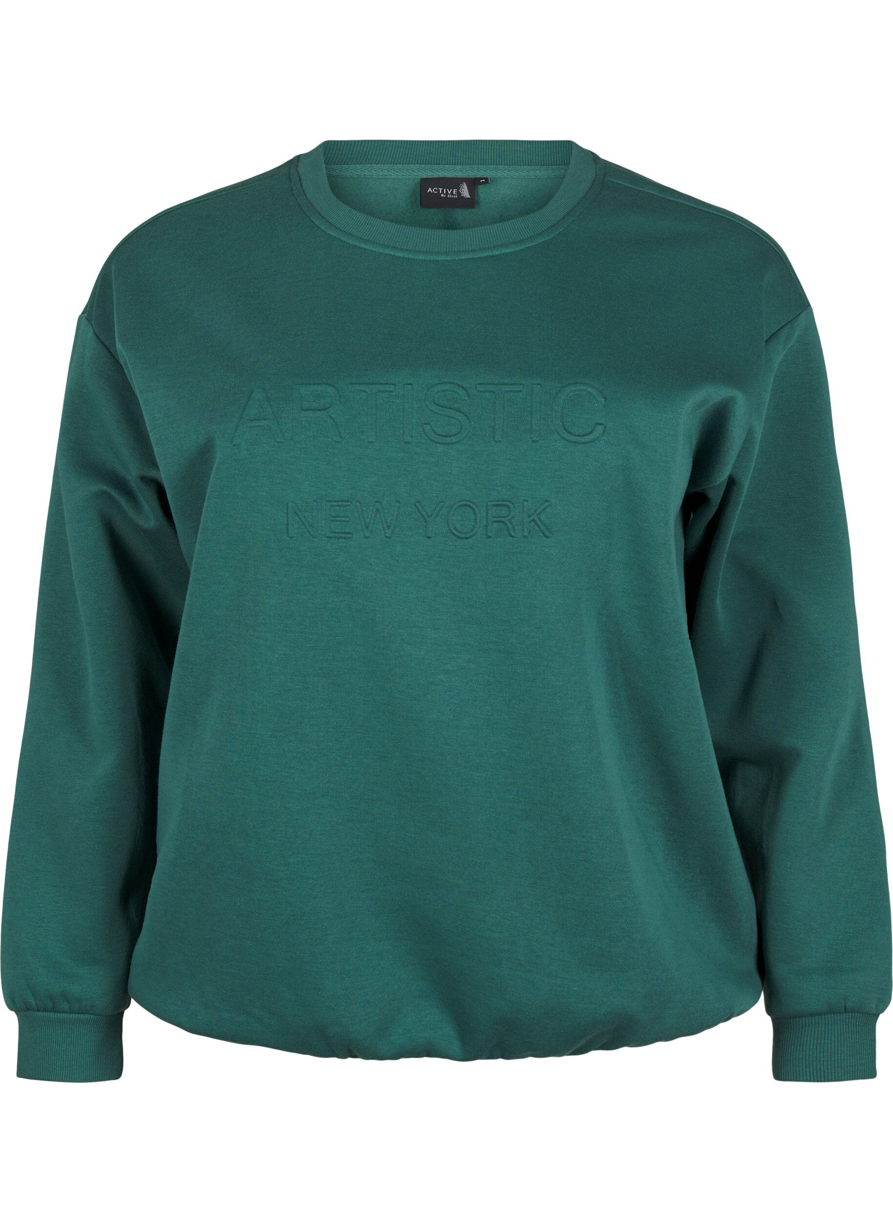 Zizzifashion Sweatshirt with terry text, Green, Packshot image number 0