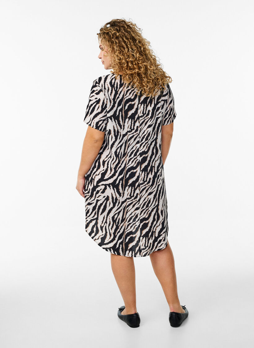 Dress with print and short sleeves, Black, Model image number 2
