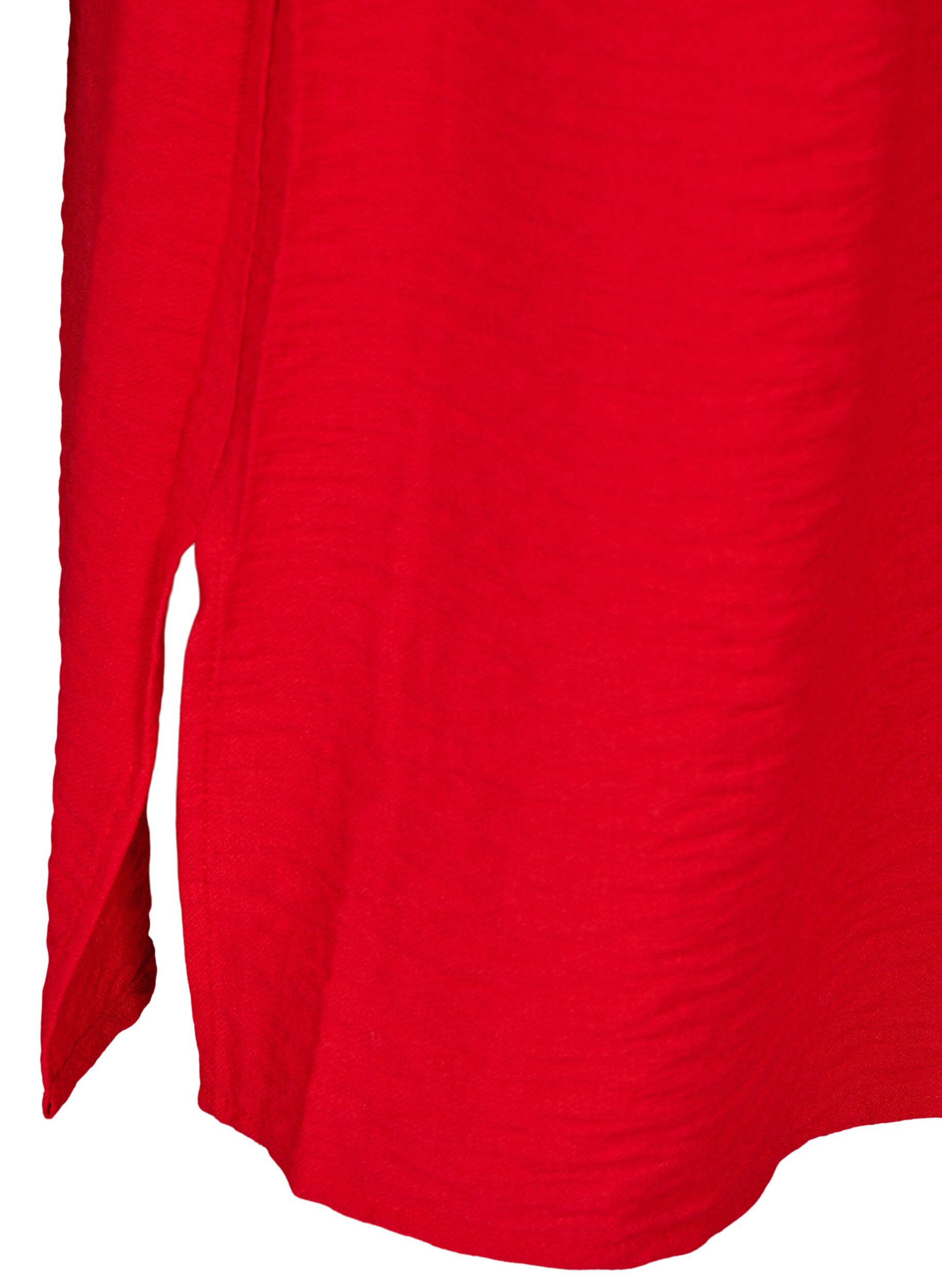 Zizzifashion Shirt dress with tie belt and long sleeves, Red, Packshot image number 3
