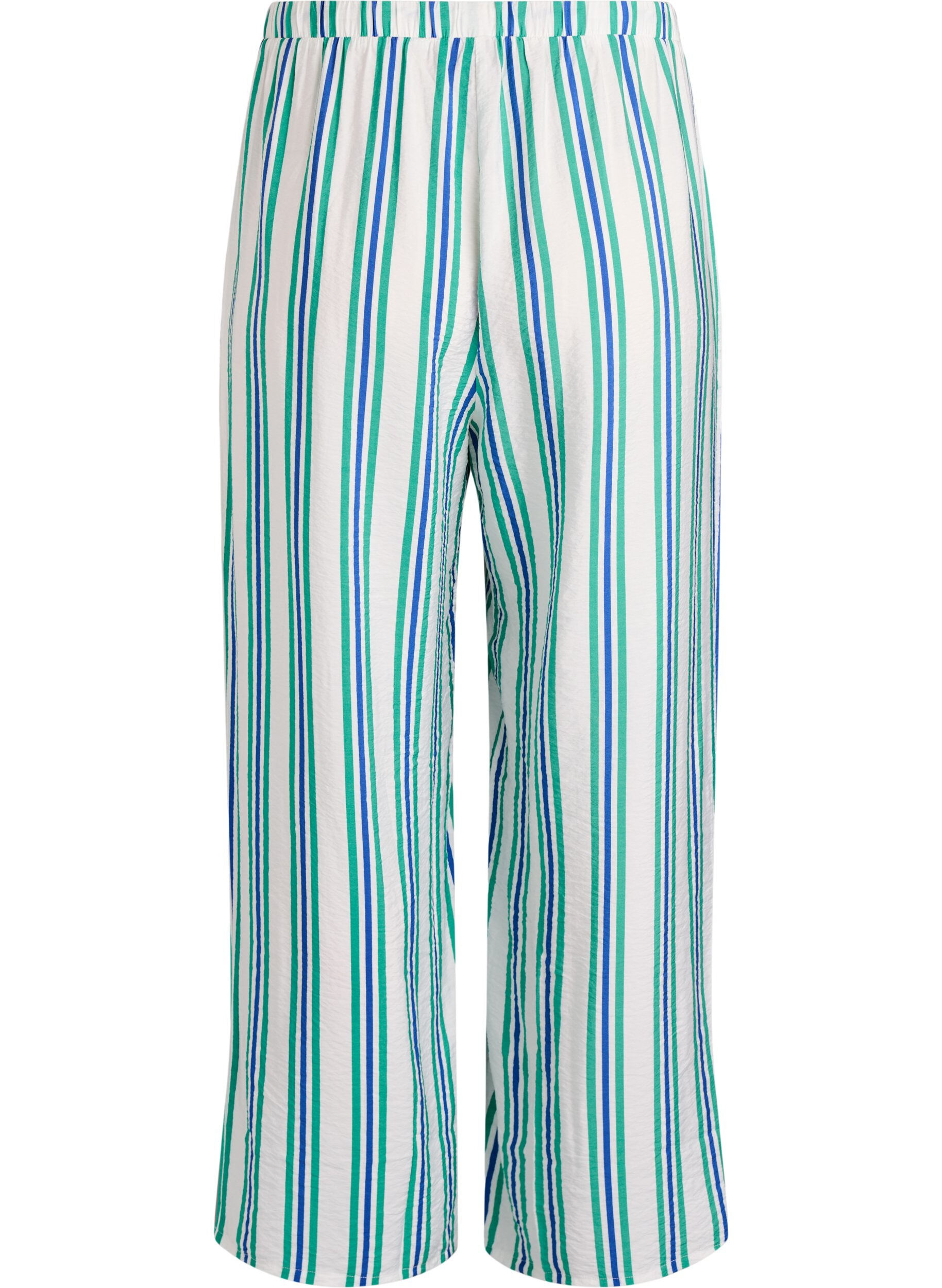 Zizzifashion Striped trousers with a high waist and wide legs, Vanilla, Packshot image number 1