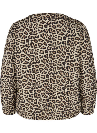 Printed bomber jacket with leopard print, Oyster Grey AOP, Packshot image number 1