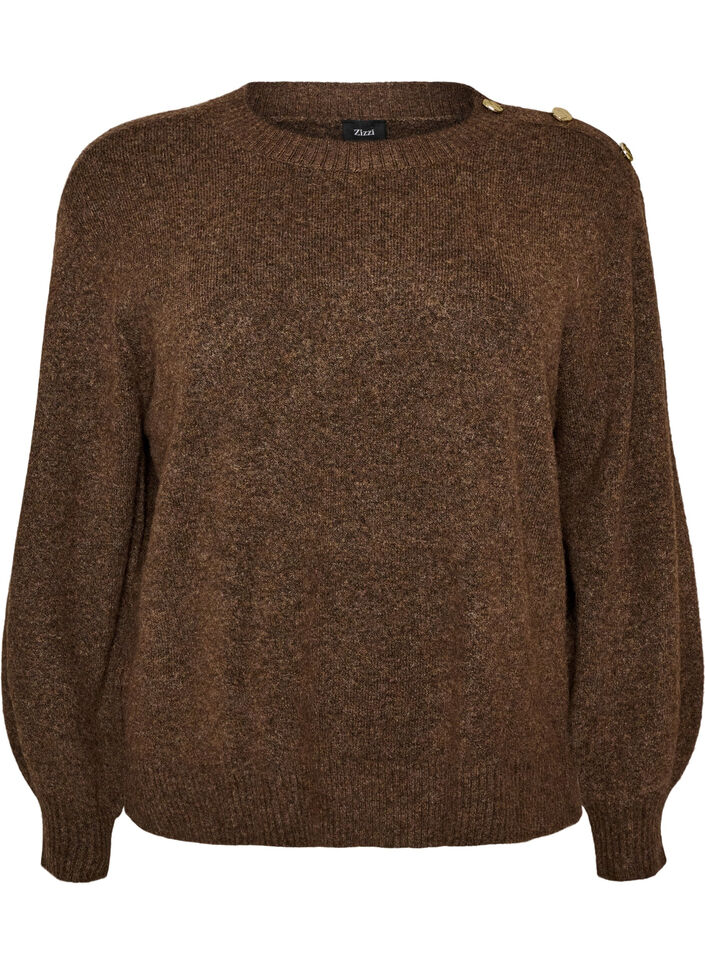 Knit blouse with button detail, 0890, Packshot image number 0