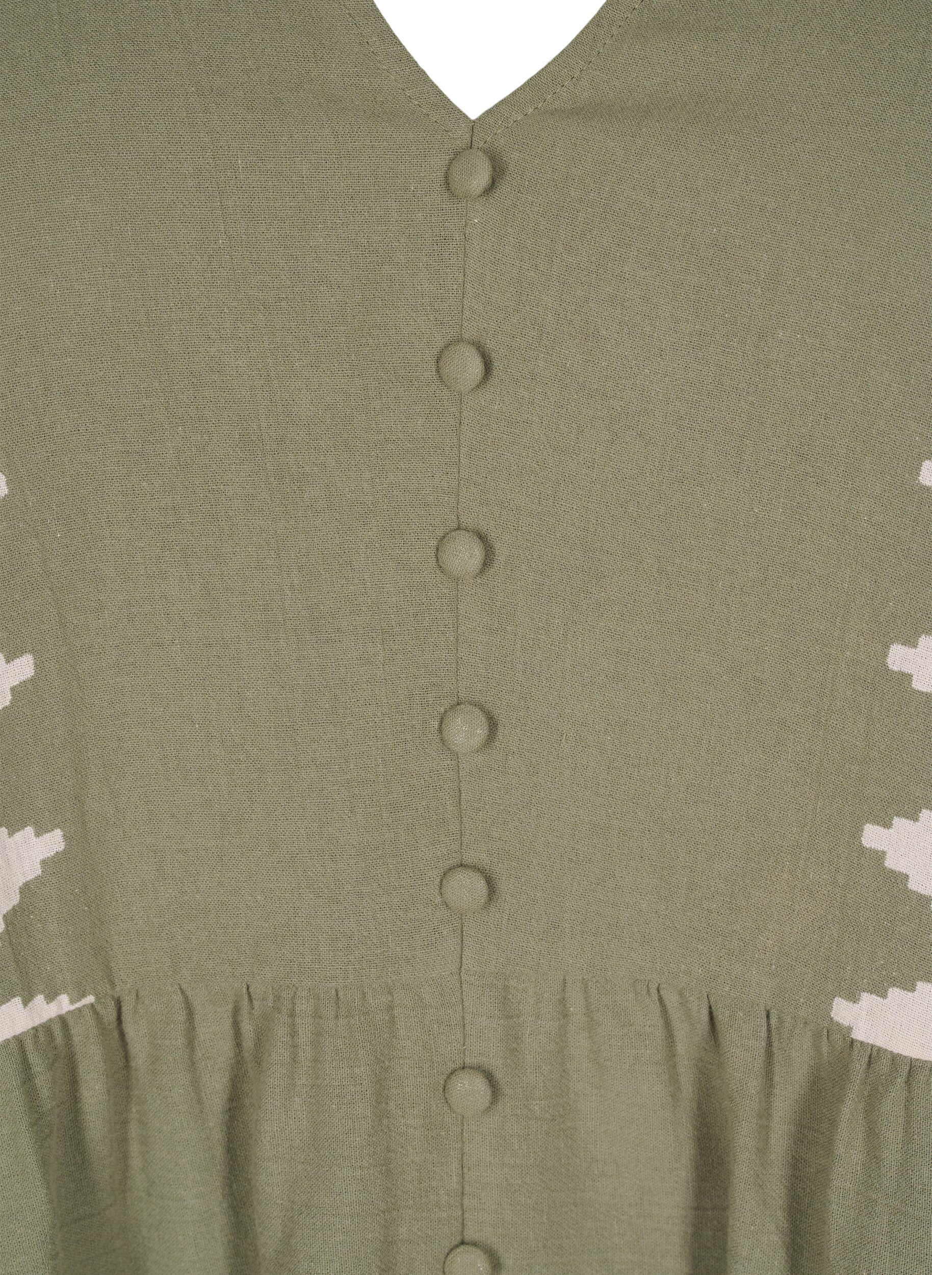 Zizzifashion Short-sleeved blouse with ruffles and graphic pattern, Green, Packshot image number 2