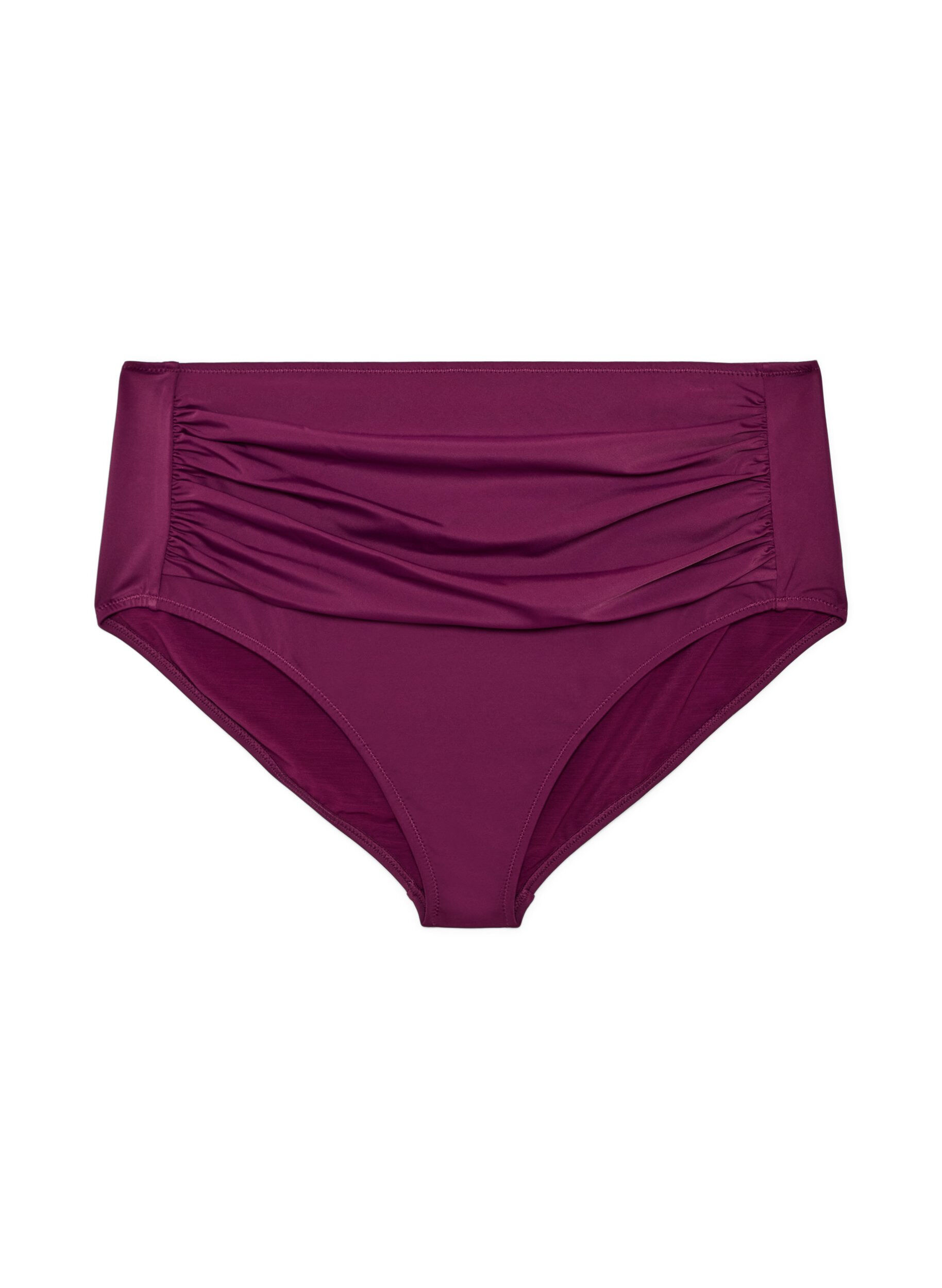 Zizzifashion High-waisted bikini briefs with draping, Purple, Packshot image number 0