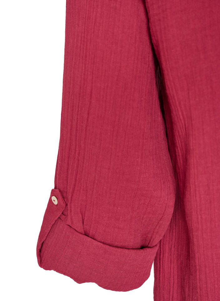 Blouse in cotton muslin with broderie anglaise, Red, Packshot image number 3