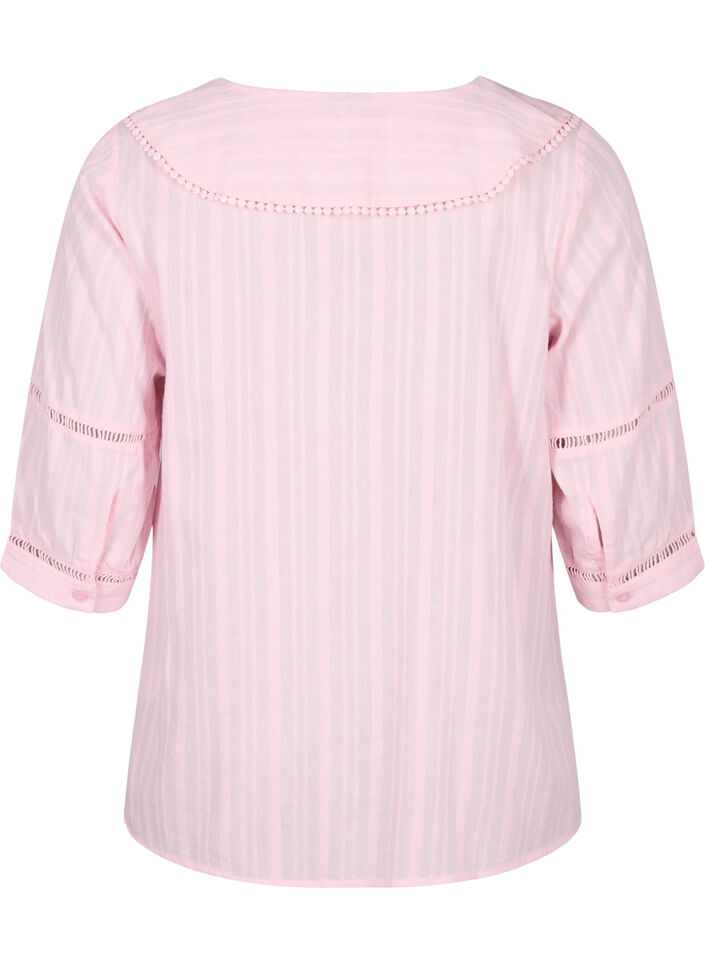 Blouse with 3/4 sleeves and lace, Almond Blossom, Packshot image number 1