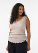 Ribbed top with lace trim, Beige, Model image number 0