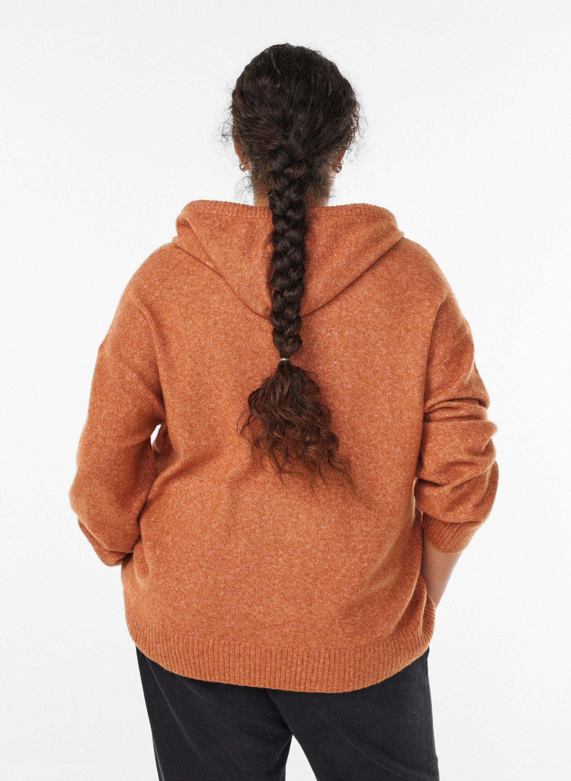 Zizzifashion Knitted hoodie, Orange, Model image number 2