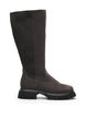 Tall boot in faux suede with ribbed panels, Brown, Packshot image number 0