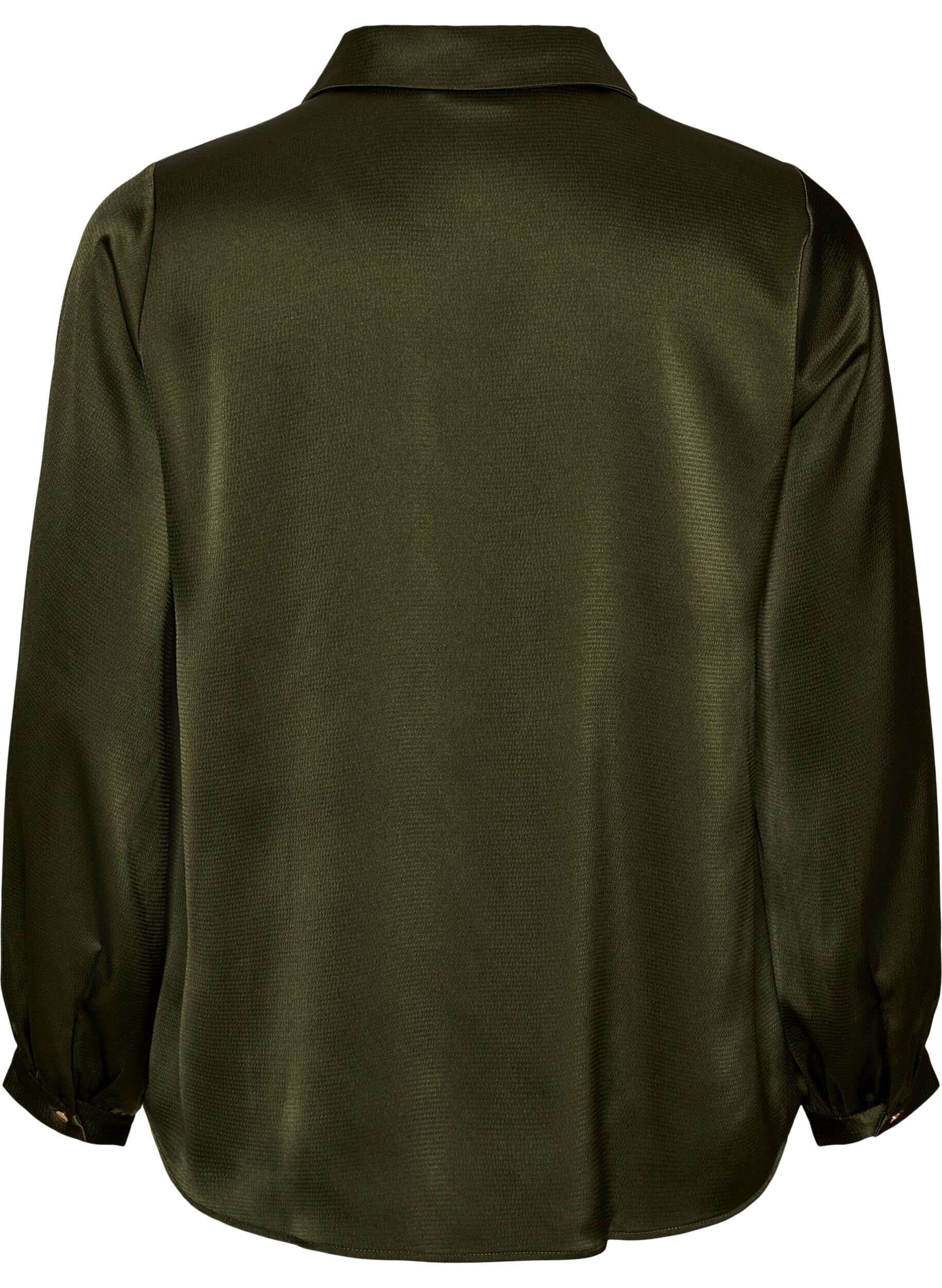 ZizzifashionBlouse with shirt collar and V-neck, Green, Packshot image number 1