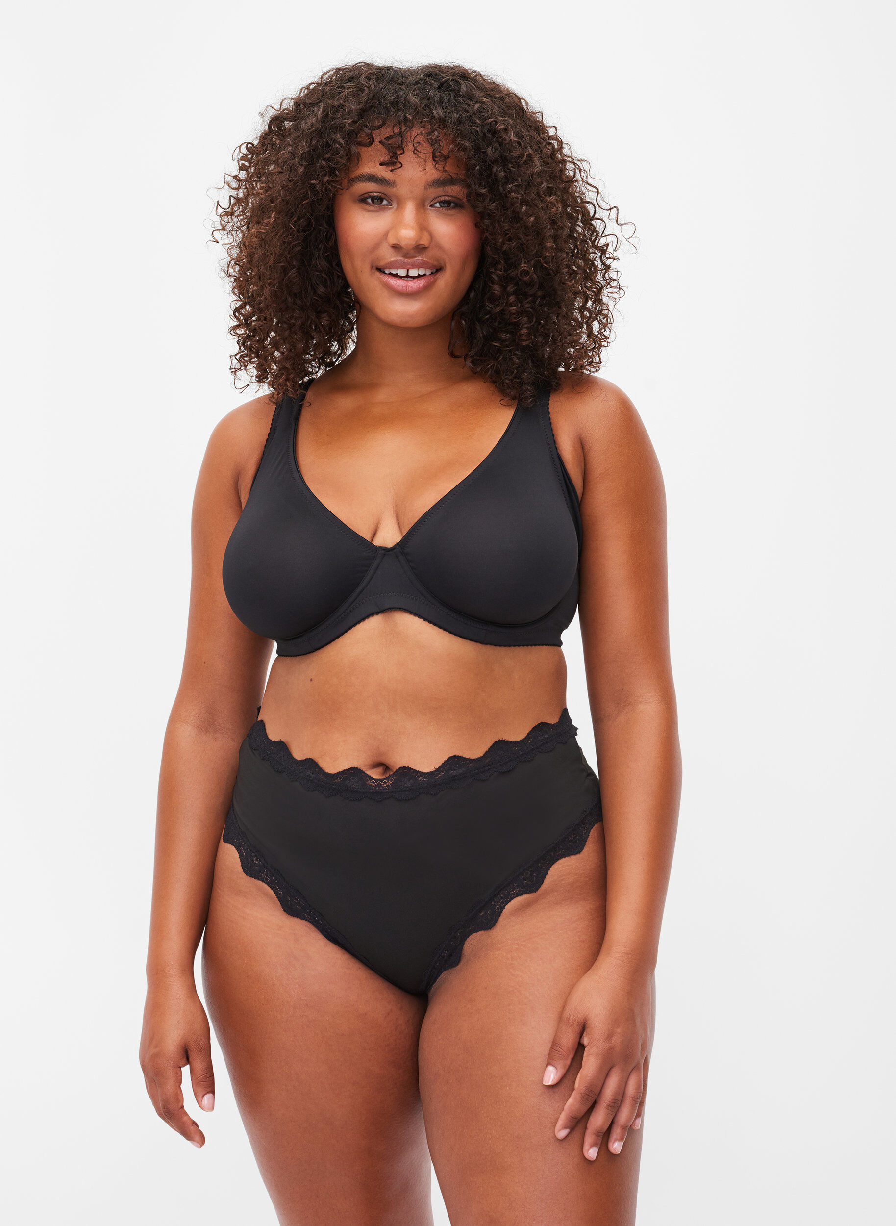 Zizzifashion 2-pack briefs with lace edges, Black, Model image number 0