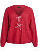 Knitted cardigan with pearl buttons, Red, Packshot image number 0