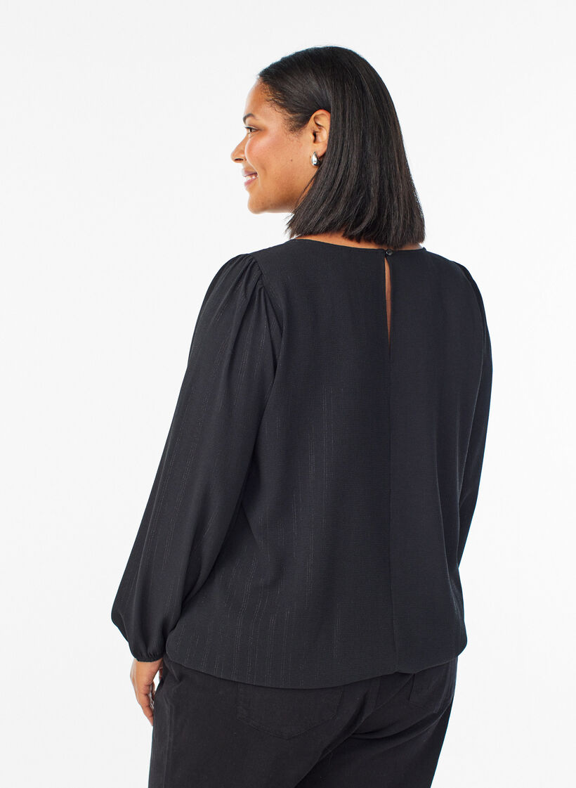 Blouse with silver glitter, Black, Model image number 2