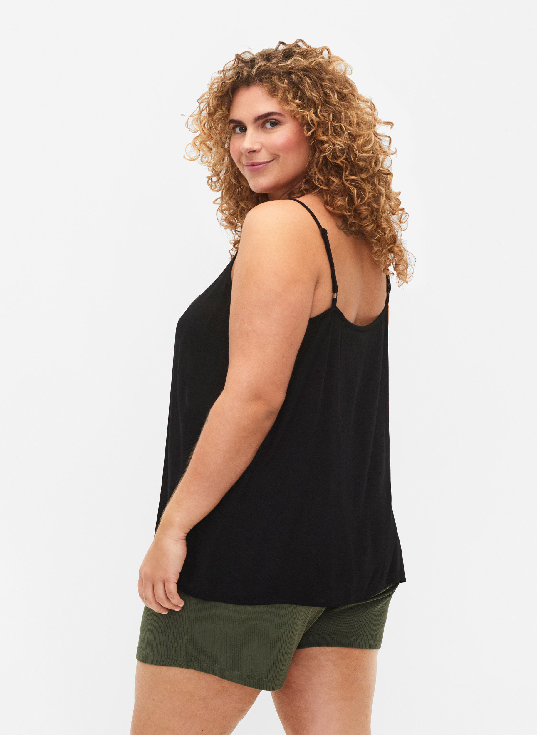 ZizzifashionStrap top in viscose, Black, Model image number 2