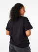 T-shirt with round neck and rhinestones, Black, Model image number 1