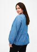 Denim peplum blouse with tie fastening, Light Blue Denim, Model image number 1