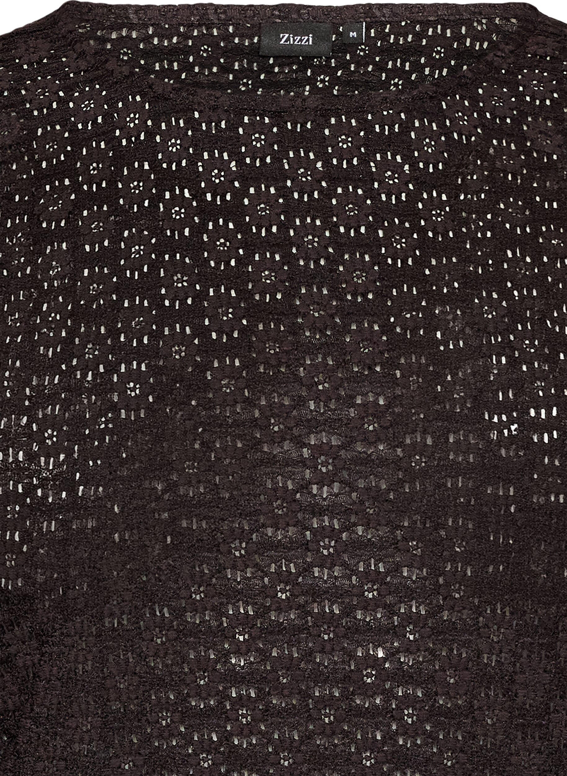 ZizzifashionBlouse with eyelet pattern and long sleeves, Black, Packshot image number 2