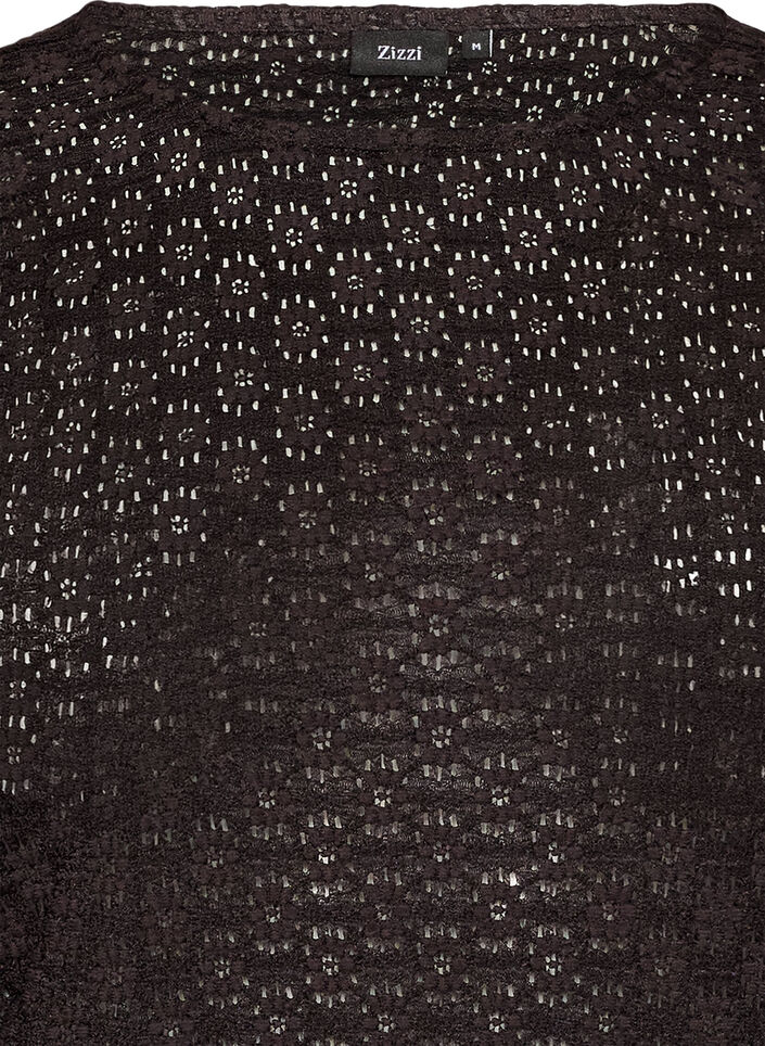 Blouse with eyelet pattern and long sleeves, Black, Packshot image number 2