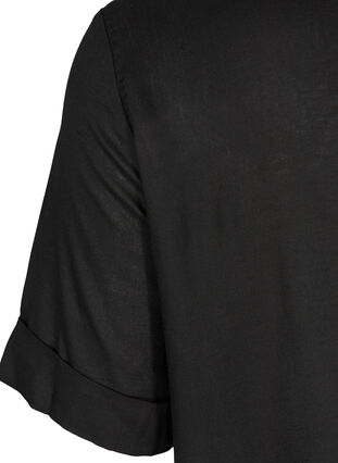 Short-sleeved viscose tunic, Black, Packshot image number 3