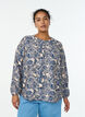 Long-sleeved blouse with pattern and buttons, Blue, Model image number 0