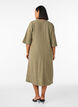 Midi dress in linen and viscose with 1/2 sleeves, Green, Model image number 2