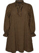Checked cotton dress with ruffle details, Brown, Packshot image number 0