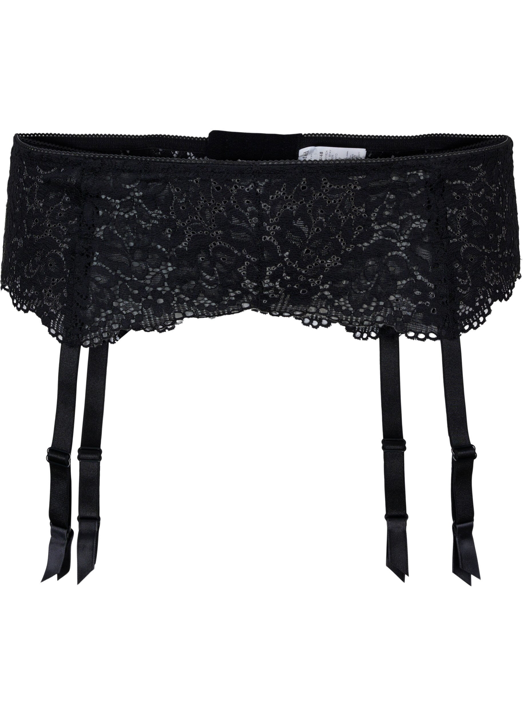 Zizzifashion Lace garter holder, Black, Packshot image number 0