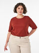 Ribbed jersey blouse with short sleeves, Red, Model image number 0
