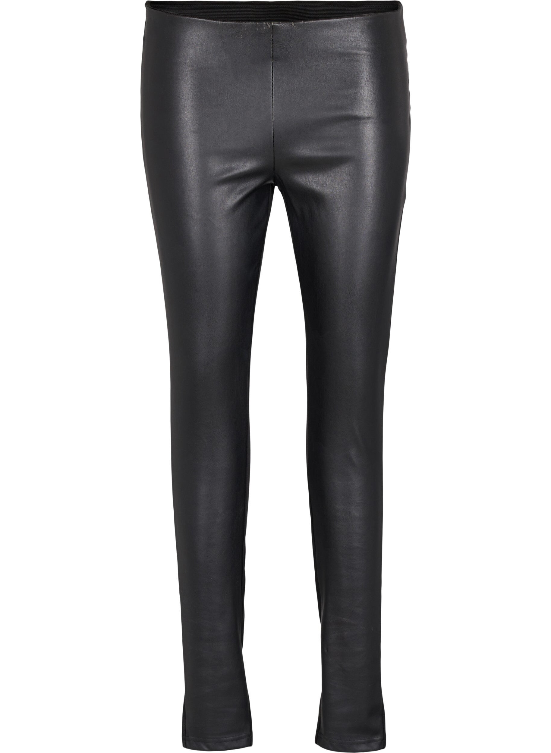 Zizzifashion Leggings with faux leather, Black, Packshot image number 0