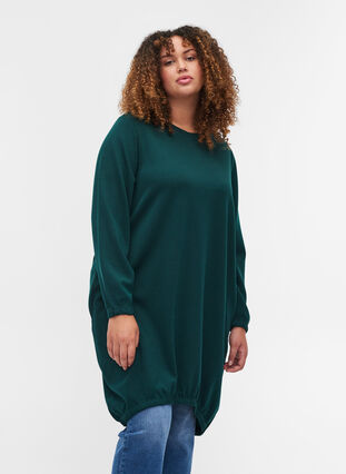 Plain, long-sleeved sweatshirt dress, Ponderosa Pine, Model image number 0