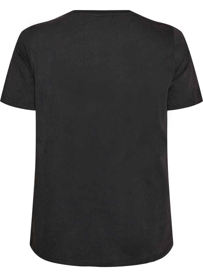 Organic cotton t-shirt with print, Black, Packshot image number 1