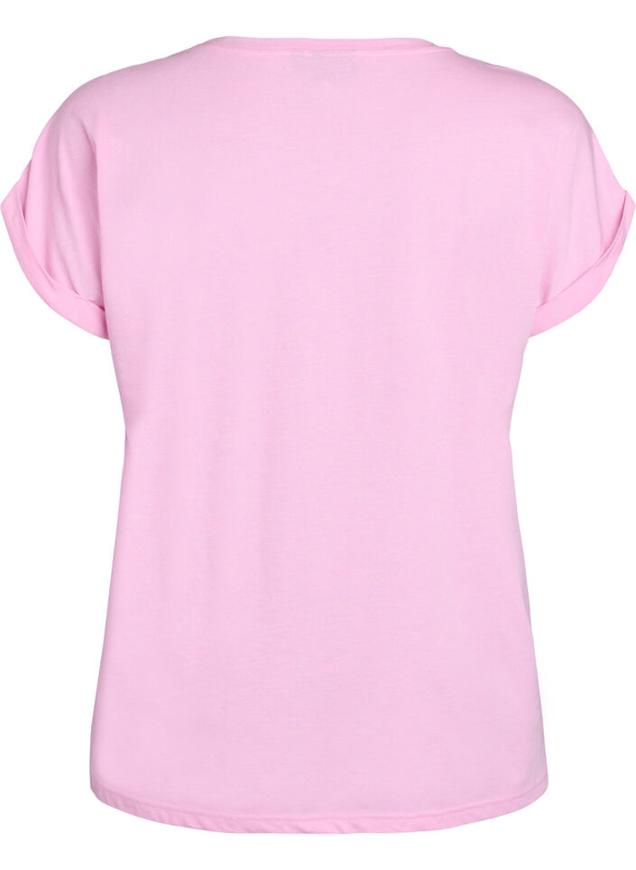 Short sleeved cotton blend t-shirt, Pink, Packshot image number 1