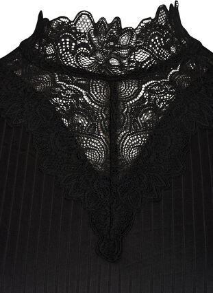 High neck top with lace details, Black, Packshot image number 2
