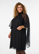 Knee-length chiffon dress with sheer cape, Black, Model image number 0