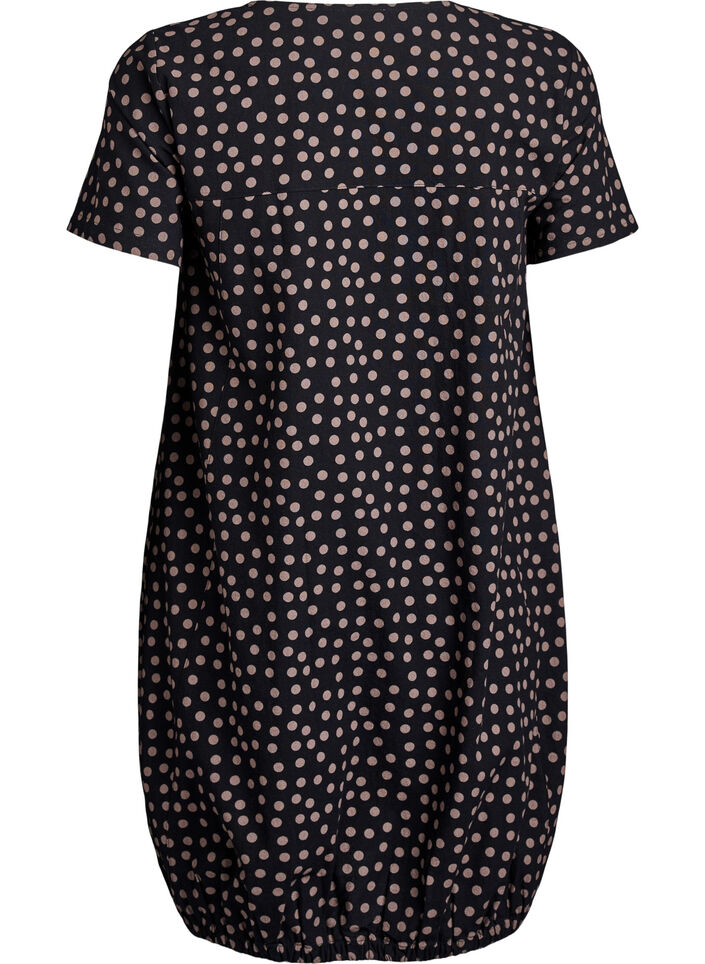Short-sleeved cotton dress with print, Brown, Packshot image number 1