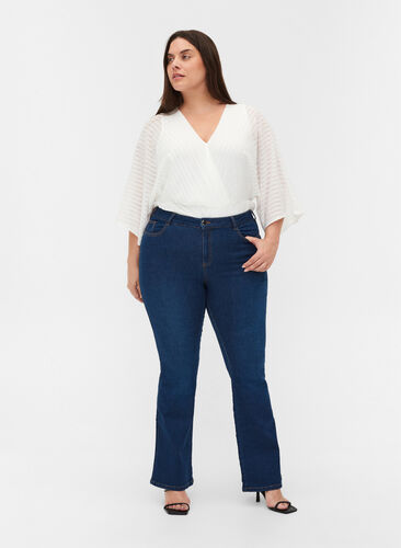 High waisted bootcut Ellen jeans, Dark blue denim, Model image number 0