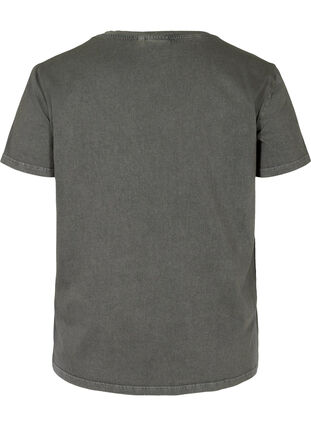 Short-sleeved acid wash t-shirt with print, Dark grey acid wash, Packshot image number 1
