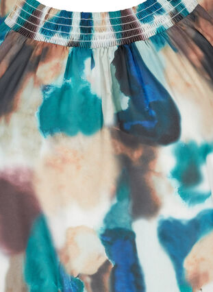 Printed blouse with 3/4 sleeves and smock detail, Reflecting Pond, Packshot image number 2