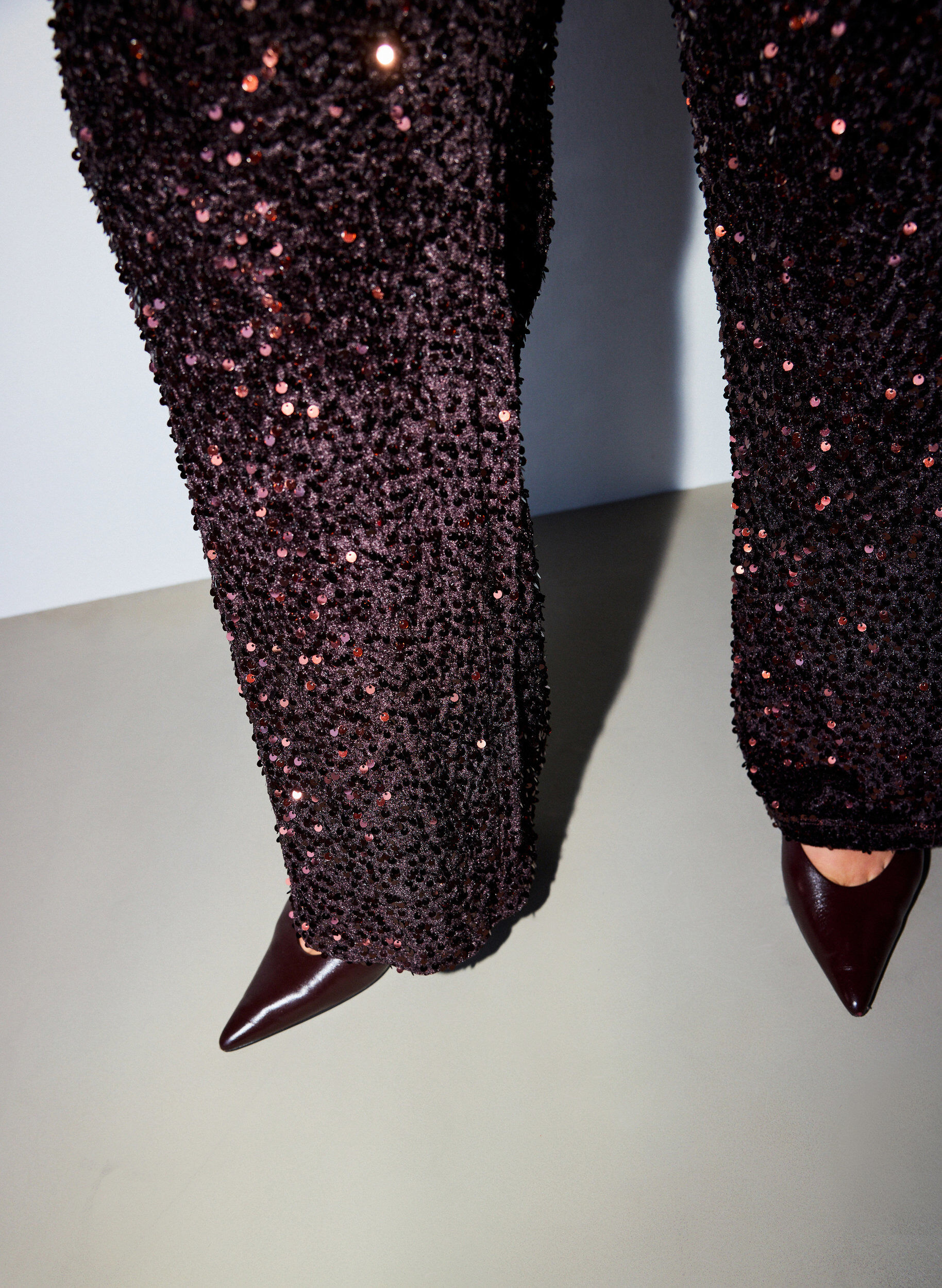ZizzifashionWide-leg trousers with sequins, Brown, Model image number 3