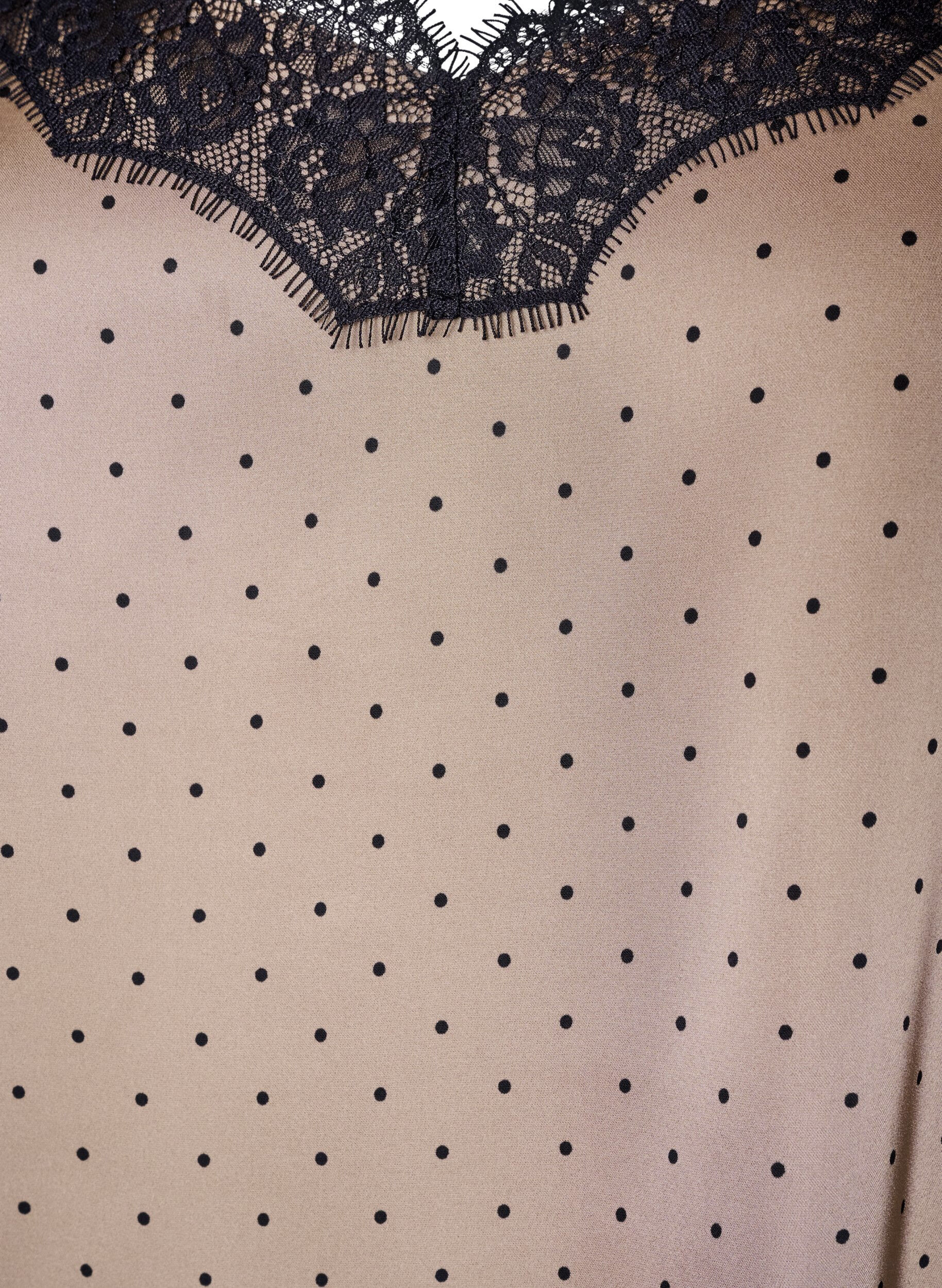 ZizzifashionStrappy top with lace and an asymmetrical hem, Beige, Packshot image number 2