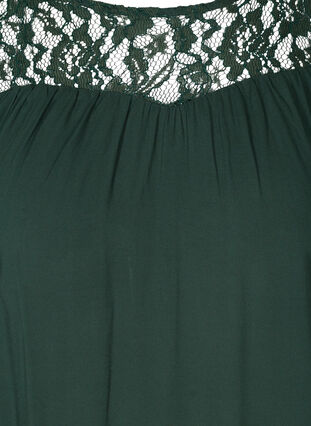 Long-sleeved viscose blouse with lace, Darkest Spruce, Packshot image number 2